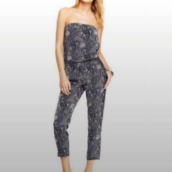 Express Snake Print Strapless Jumpsuit Pockets XS #296J - Picture 3 of 8